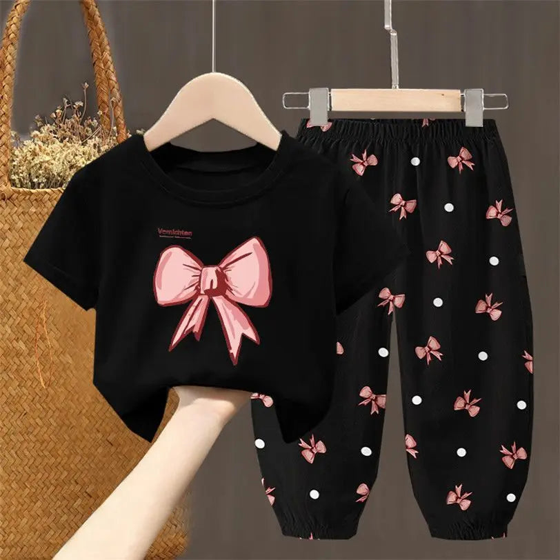 Girls Summer T-Shirt & Pants Set – 2PCS Toddler Outfit