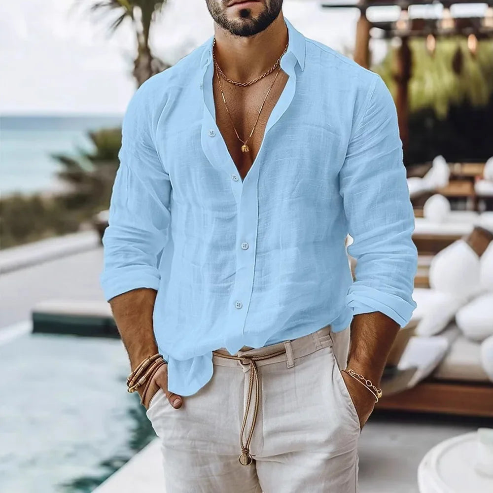 Men's Cotton Linen Beach Shirt