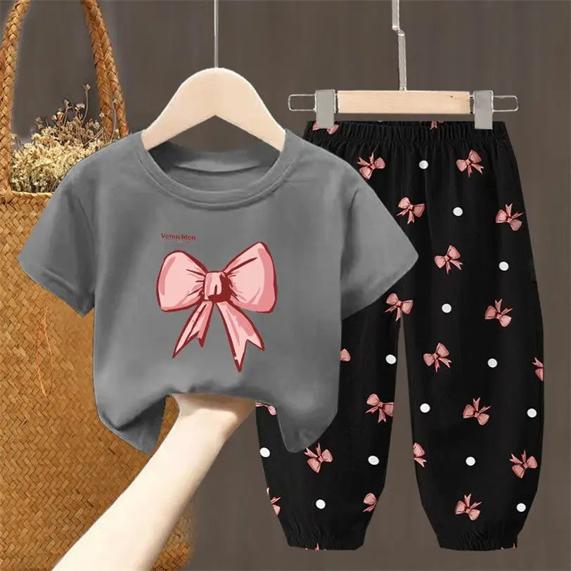Girls Summer T-Shirt & Pants Set – 2PCS Toddler Outfit
