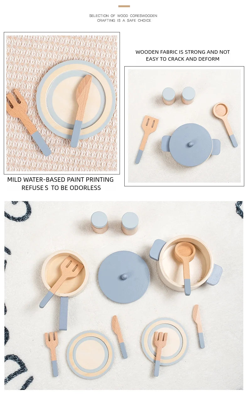 Wooden Kids Kitchen Play Set