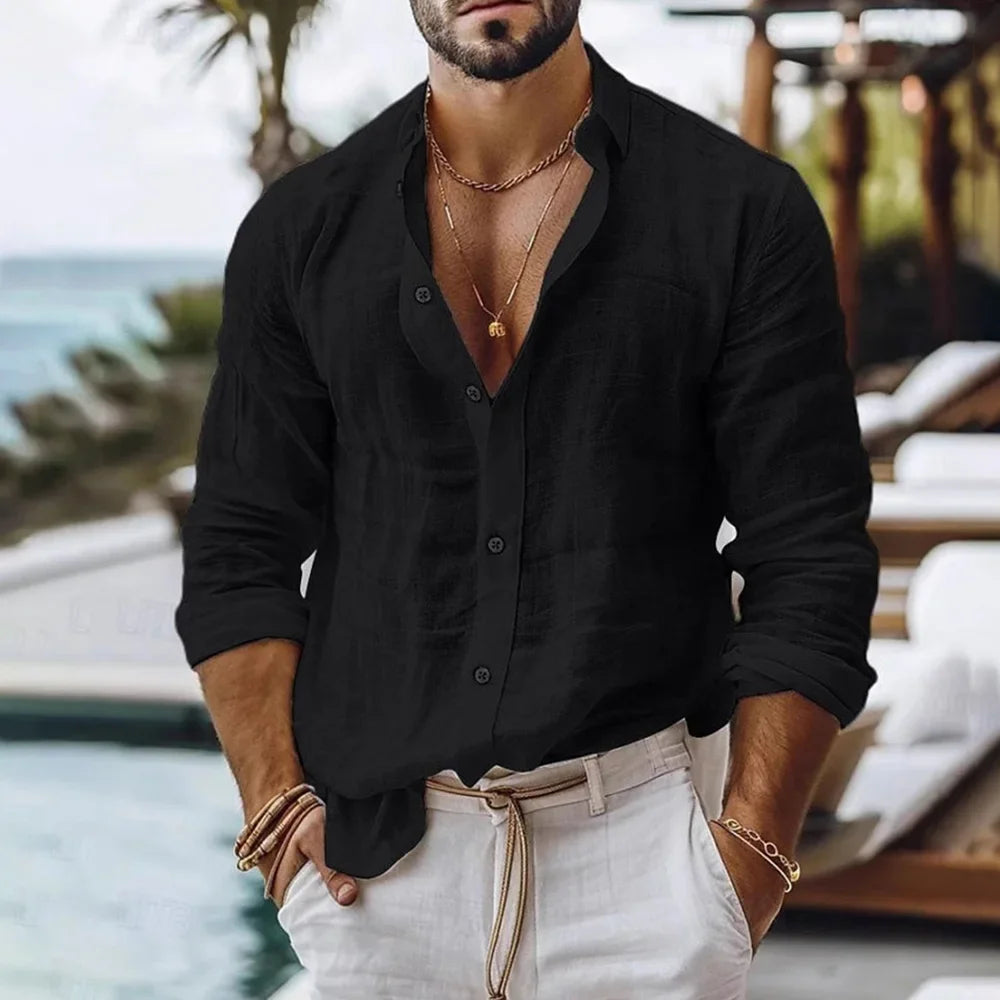 Men's Cotton Linen Beach Shirt