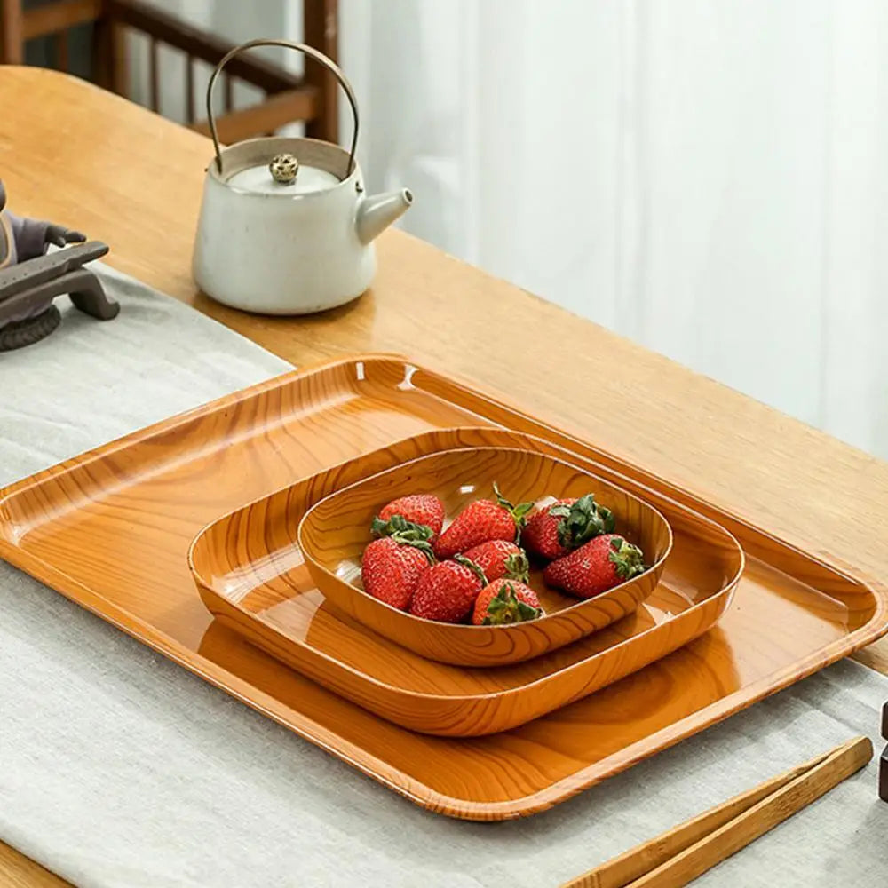 Japanese Wood Grain Square Plate