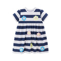 Girls Striped Cartoon Flower Dress – Kids Summer Vestido