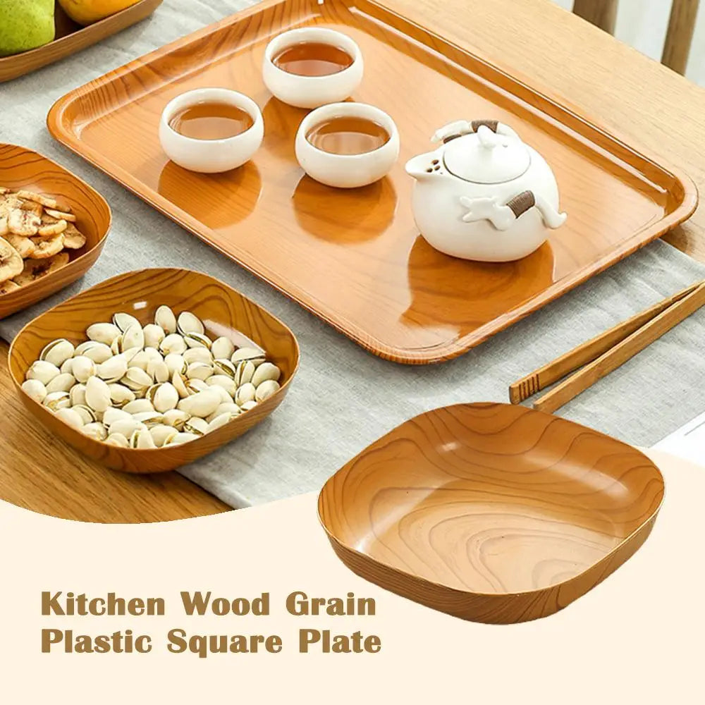 Japanese Wood Grain Square Plate